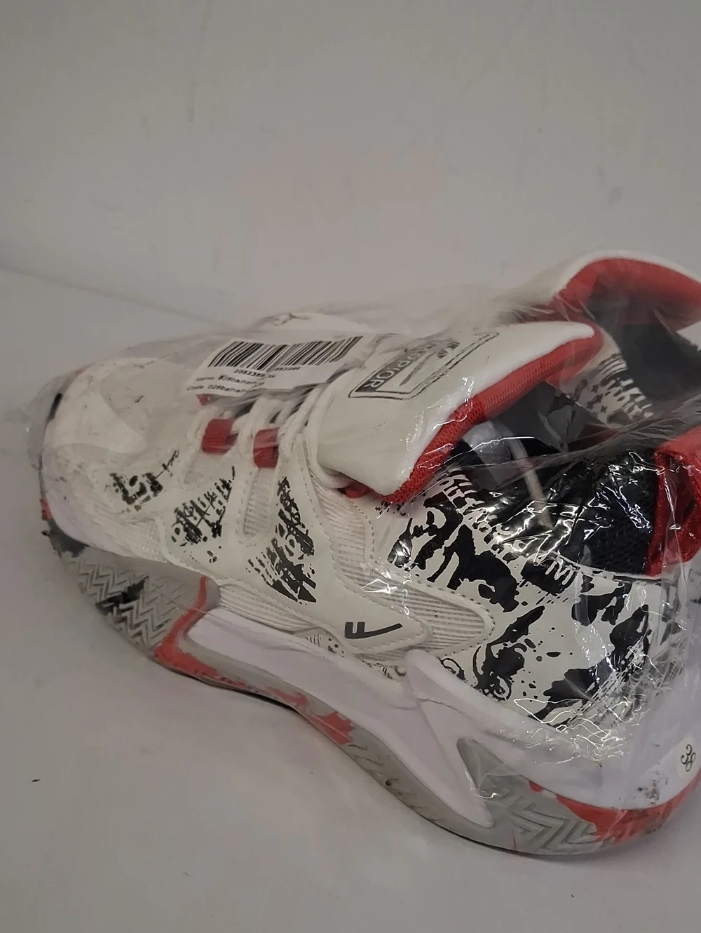 NWT Unisex White, Red, Black And Grey Warrior Sneakers